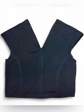 NWT Chicwish Black Structured V-Neck Back Zip Front Crop Top Minimalist Chic - S
